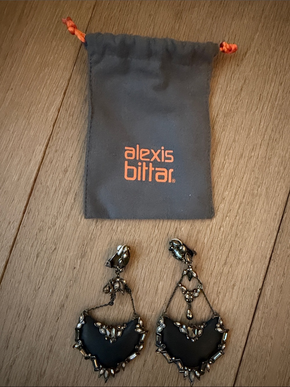 alexis bittar Black Crystal Drop Earrings
